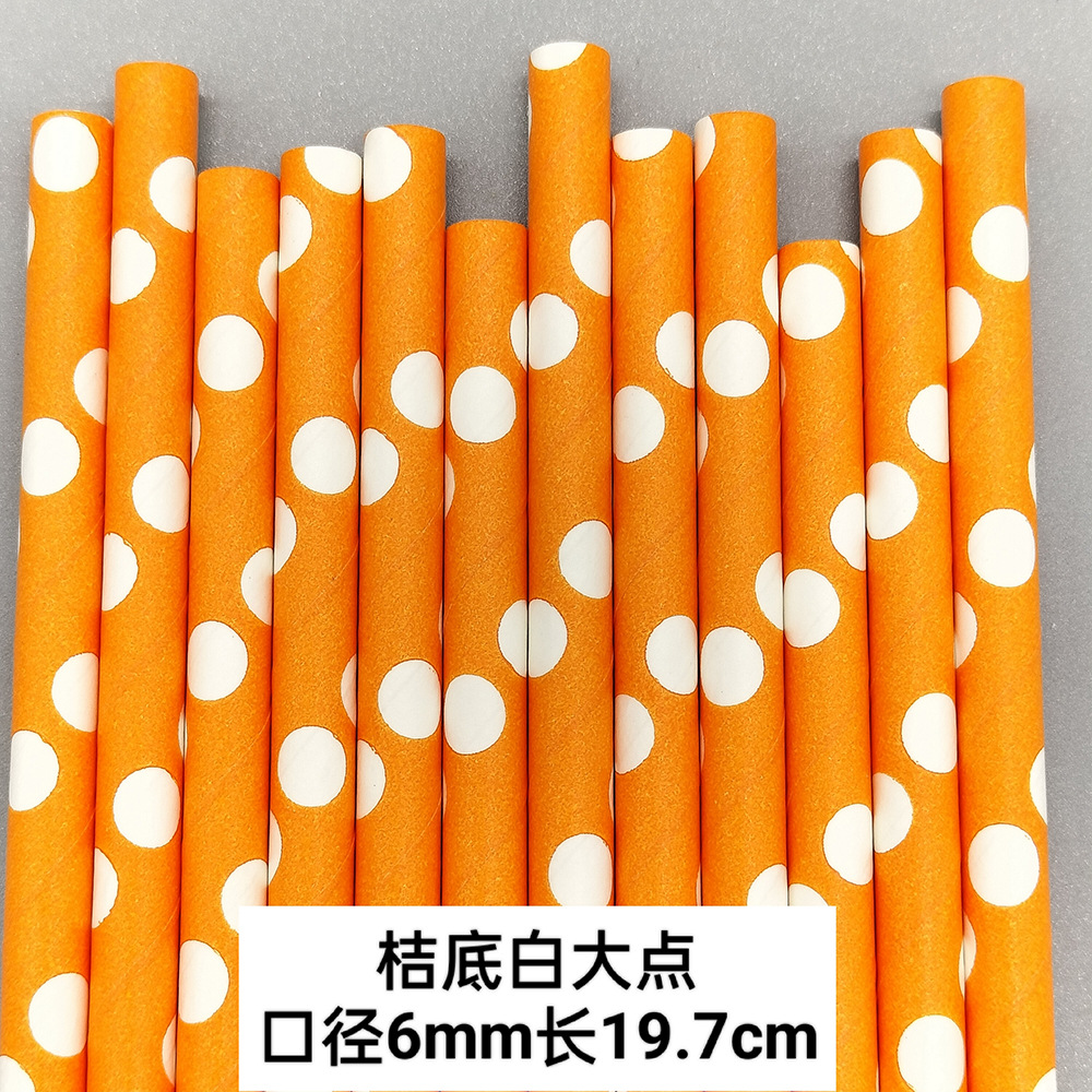 Paja de papel naranja desechable degradable decoración de fiesta paja bebida cóctel hecho a mano tubo recto