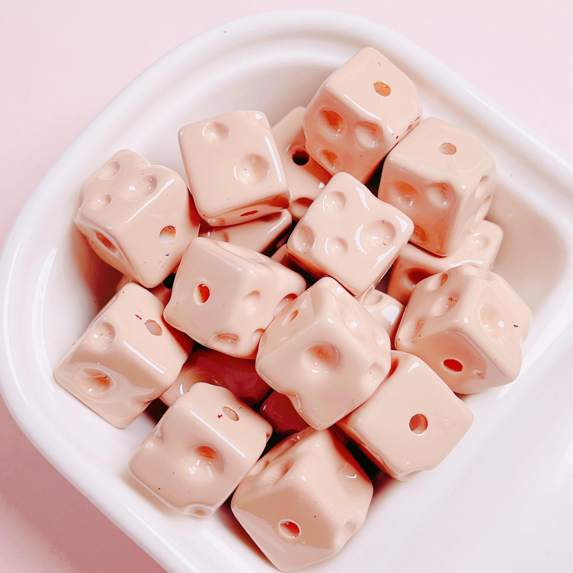 Acrílico color caramelo queso agujero recto beads diy accesorios de joyería de cadenas de teléfonos móviles colgantes de beads sueltos llaveros beads