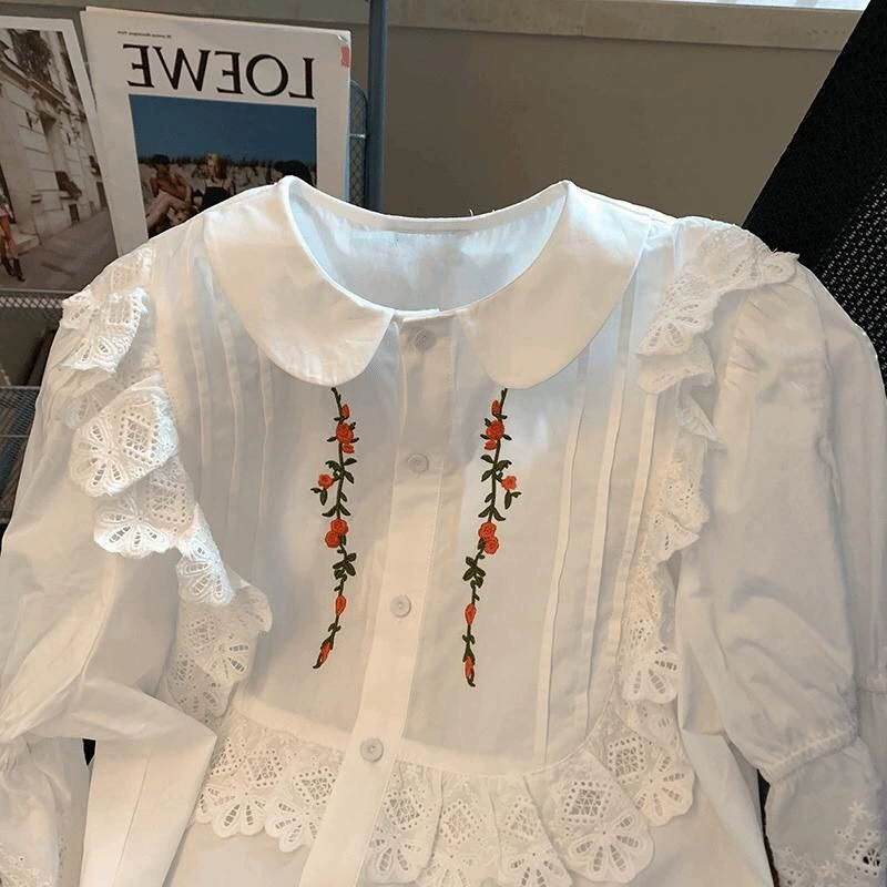 Весенняя белая кукла, детская осенняя рубашка, детская одежда, 2023, воротничок куклы