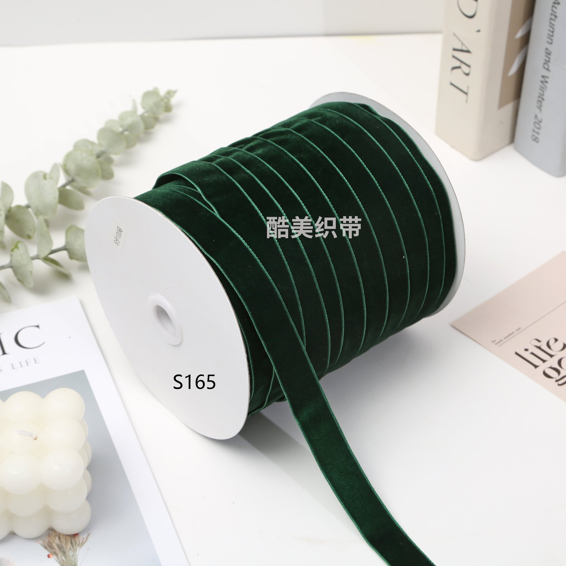 Stock 1.5cm / 2cm / 2.5cm unilateral cinta de terciopelo de terciopelo de color diy arco hecho a mano