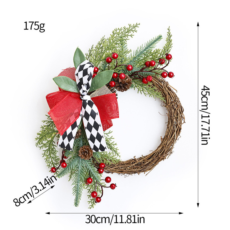 クリスマスガーランド装飾品人工模擬緑植物籐フロントドア花輪吊り下げノックフォード松葉逆さガーランド|undefined