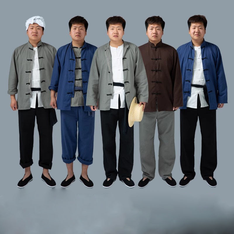 Peasant Clothing, Republic of China Performance Clothing, Mandarin Jacket, Rural Civilian Performance Clothing, Male Ancient Costume Waiter