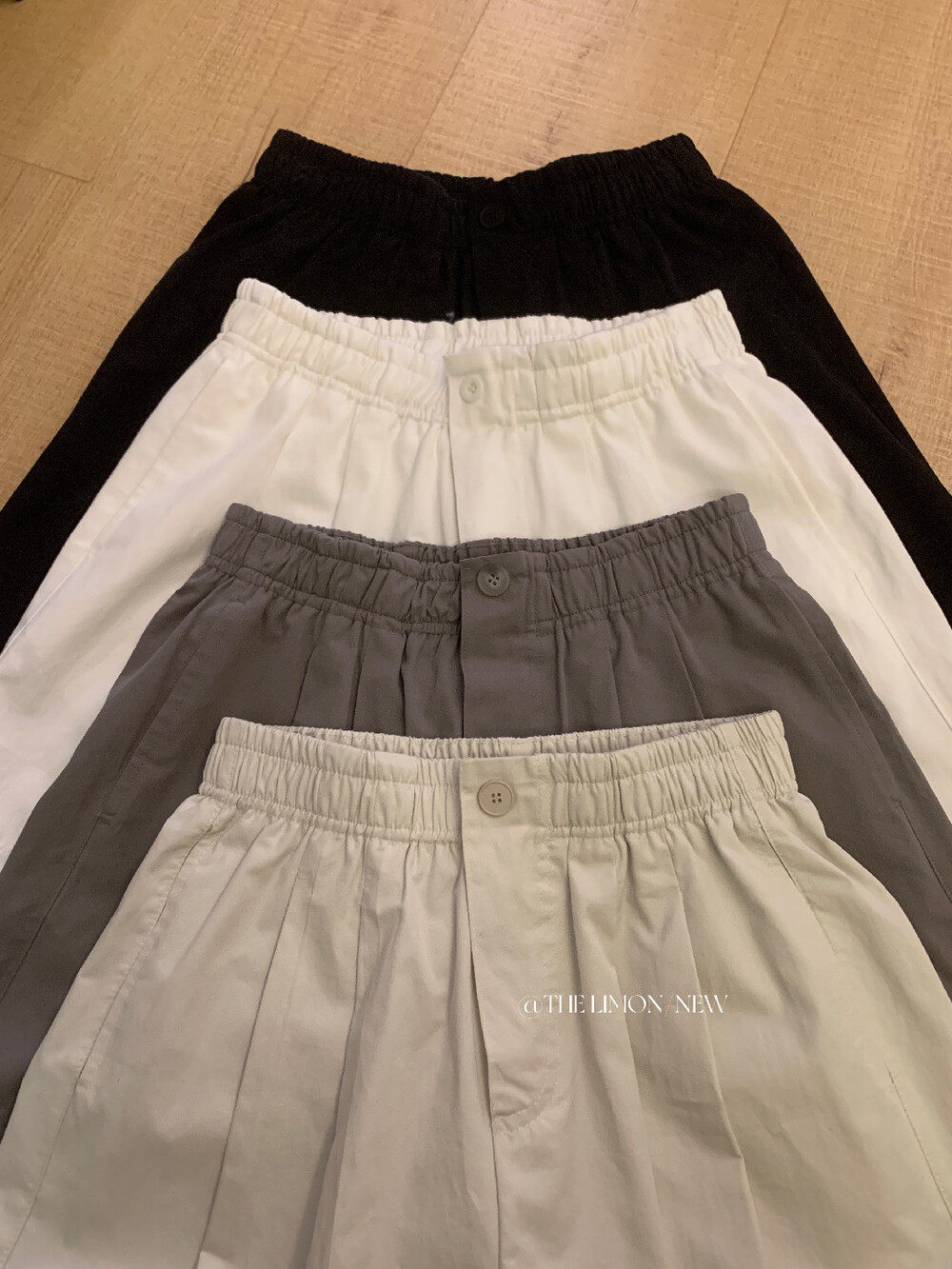 Quần short nữ cạp cao ống rộng phong cách Hàn Quốc, thun lưng co giãn, dáng suông thoải mái — xám đậm, màu đen, xám nhạt, màu trắng chi tiết 10