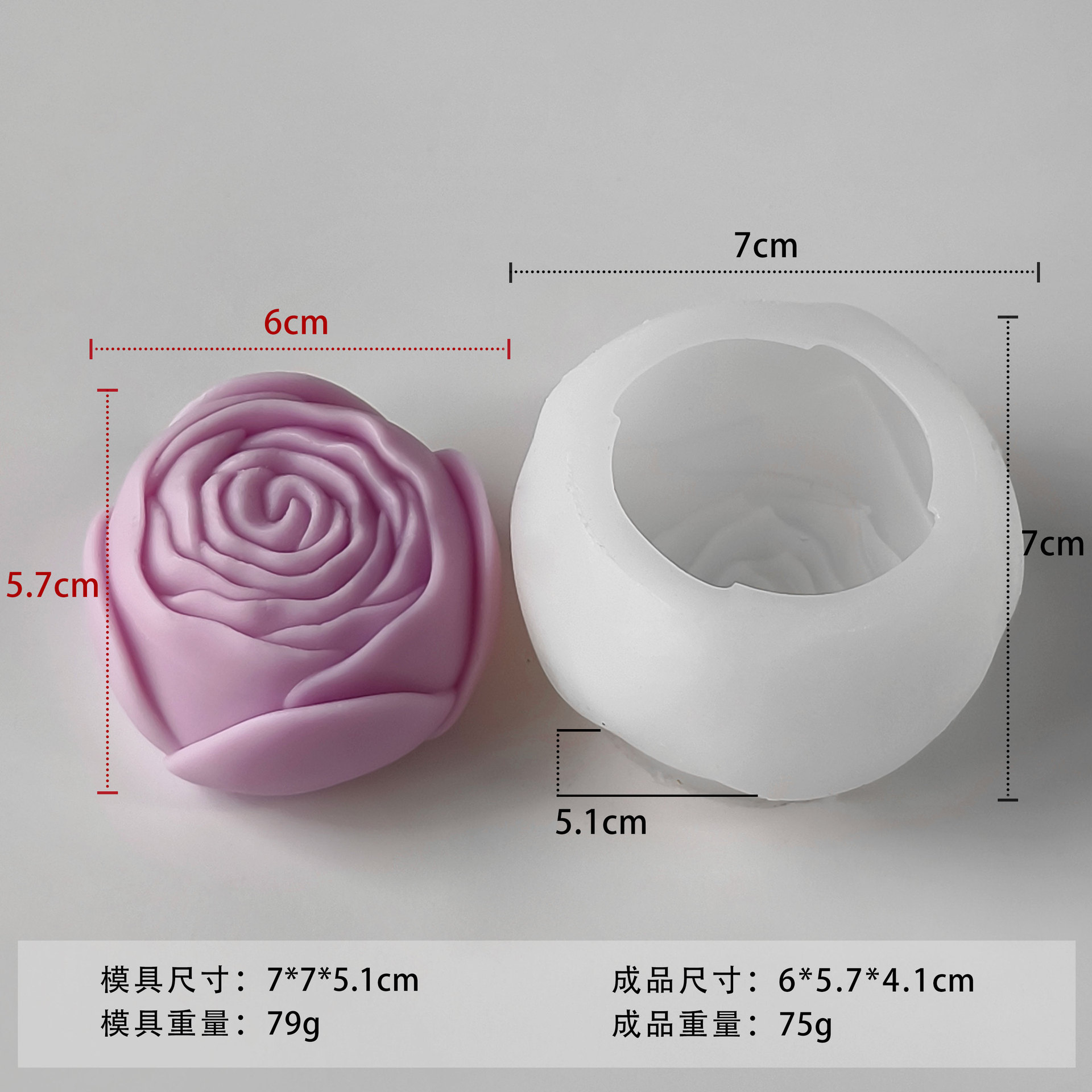 Jiahuimei Molde de pastel de peonía Flor de bricolaje Vela de aromaterapia de flores Jabón hecho a mano Molde de silicona de piedra de expansión