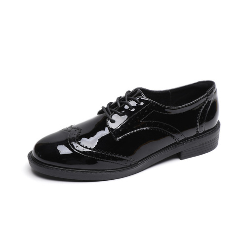 Women's 2025 Autumn New English Style Laced Flat Thin Soft Sole Black Bean Bean Compatible Loafers