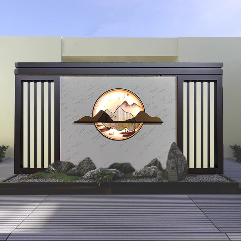 Villa outdoor welcome wall courtyard partition garden landscape shadow wall rockery viewing wall stainless steel shadow wall
