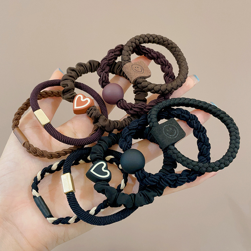 10 pieces of black and brown hair ties