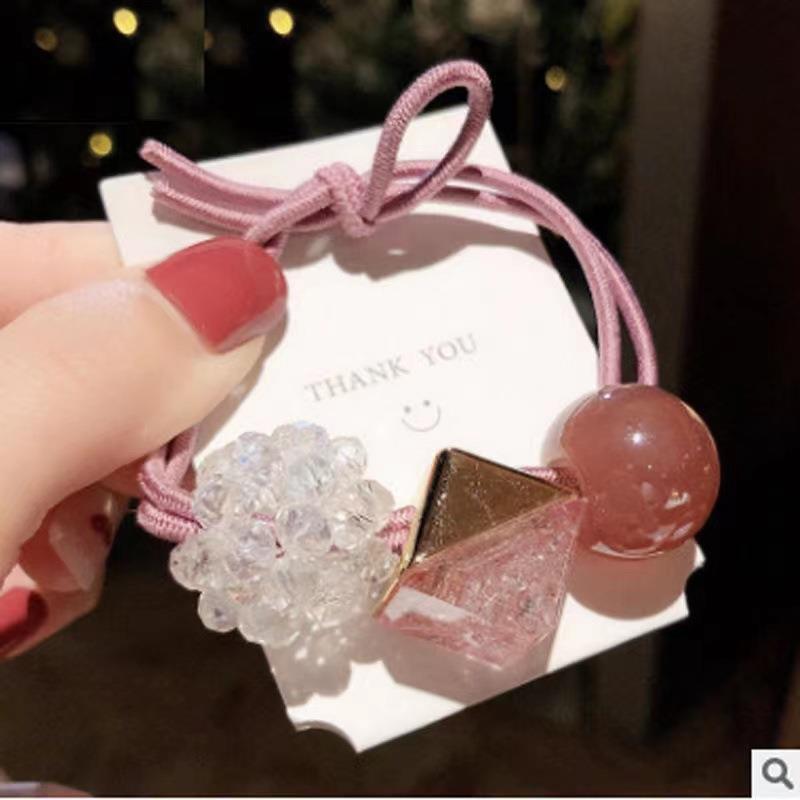 Elástico joyas de cabello de moda con frijoles frescos M anillo de cereza cuerda de cabello al por mayor de la banda de goma cabeza de 100 bolas de cabello rojo una variedad de alta elástica