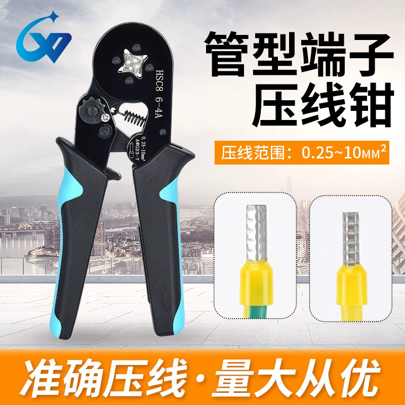 Оптовые Зеленые Черные 0,25-10 мм² для чернения поверхности трубки в европейском стиле HSC8 6-4A Клещи для обжима клемм