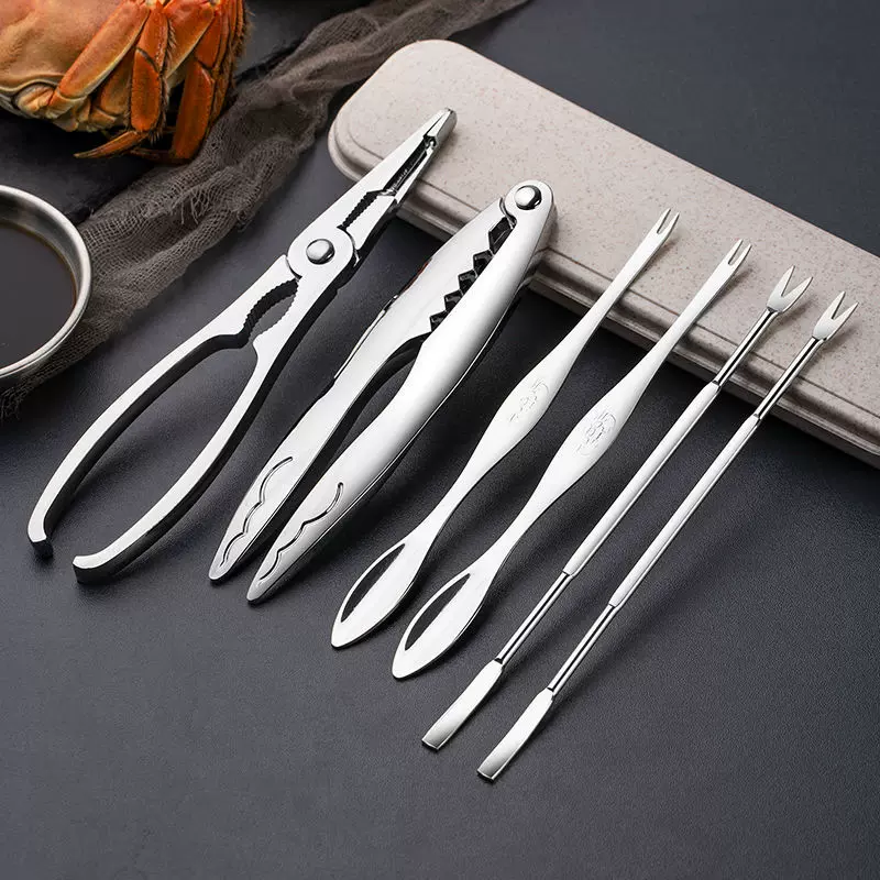 家用剥螃蟹剪刀吃蟹工具三件套剥螃蟹钳夹子剪刀蟹针吃大闸蟹神器