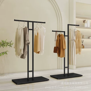 服装展示架店铺中间中岛架可定制尺寸颜色落地双头正挂女装挂衣架