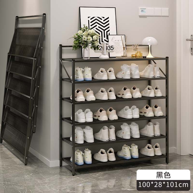 Estante de zapatos de hierro forjado sin instalación puerta doméstica estante plegable multicapa simple gabinete de zapatos de alquiler dormitorio estante de almacenamiento de zapatos