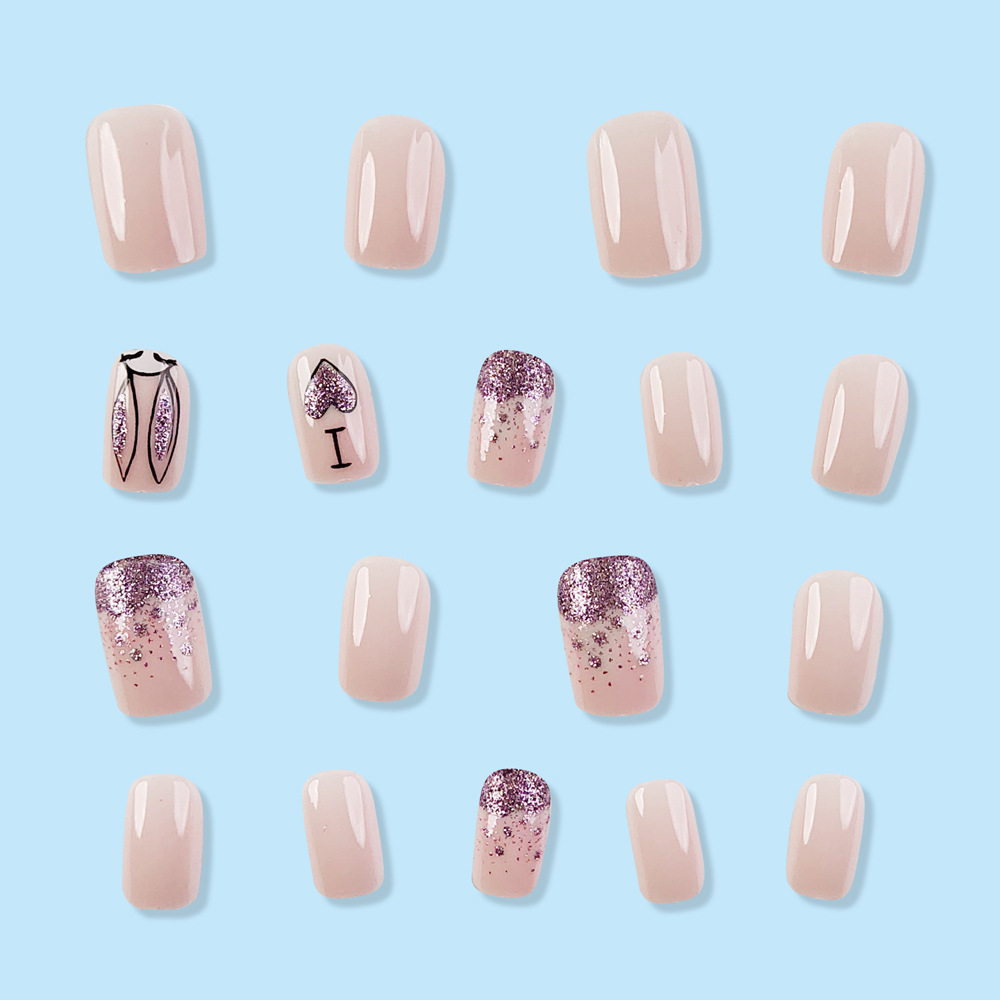 Comercio exterior Pascua corta pieza de uñas, orejas de conejo lindas, dulce para usar uñas, 24 piezas de atmósfera de vacaciones, parches de uñas image 4