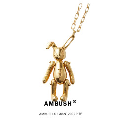 AMBUSH耳を折るウサギのネックレスペンダントヒップホップ日本潮牌男女復古小衆デザイン感肖戦同金