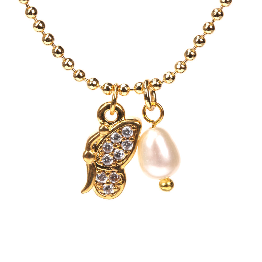 wholesale jewelry ship butterfly musical note pendant copper necklace nihaojewelry