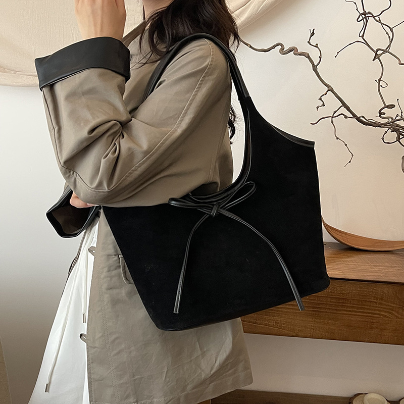 鹿皮绒手提菜篮子包包女2025新款秋冬复古托特包大容量质感腋下包|undefined
