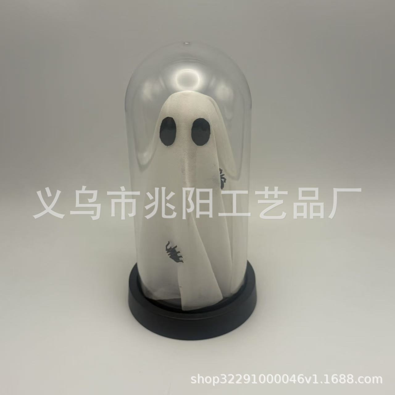 Decoración de la habitación de Halloween iluminado lindo fantasma en el reloj de cristal iluminado estatua LED luz de noche decoración