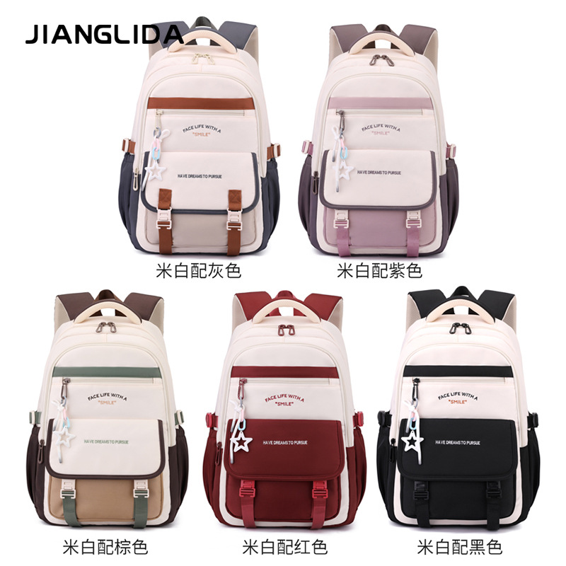 Mochila ligera para viajes transfronterizos, gran capacidad, alto valor, resistente a la suciedad, mochila escolar para estudiantes de secundaria, mochila impermeable para estudiantes universitarios, mujer