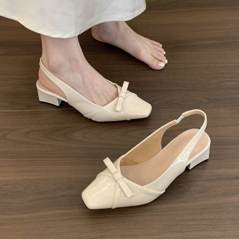 French-Style Bow Versatile Closed-Toe Block Heel Sandals 2025 Spring/Summer New Fashion Comfortable Elegant Women's Sandals French-Style Bow Versatile Closed-Toe Block Heel Sandals 2025 Spring/Summer New Fashion Comfortable Elegant Women's Sandals