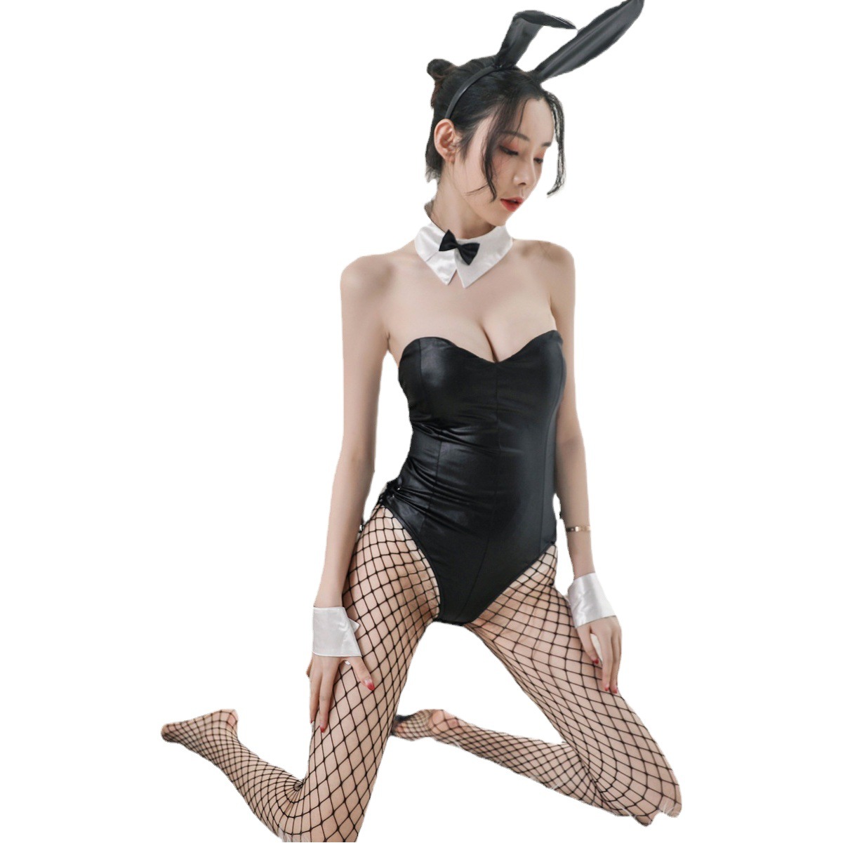 Ropa interior sexy de amor femenino lindo uniforme de charol tentación siamés sexy traje de conejita gratis juego de rol