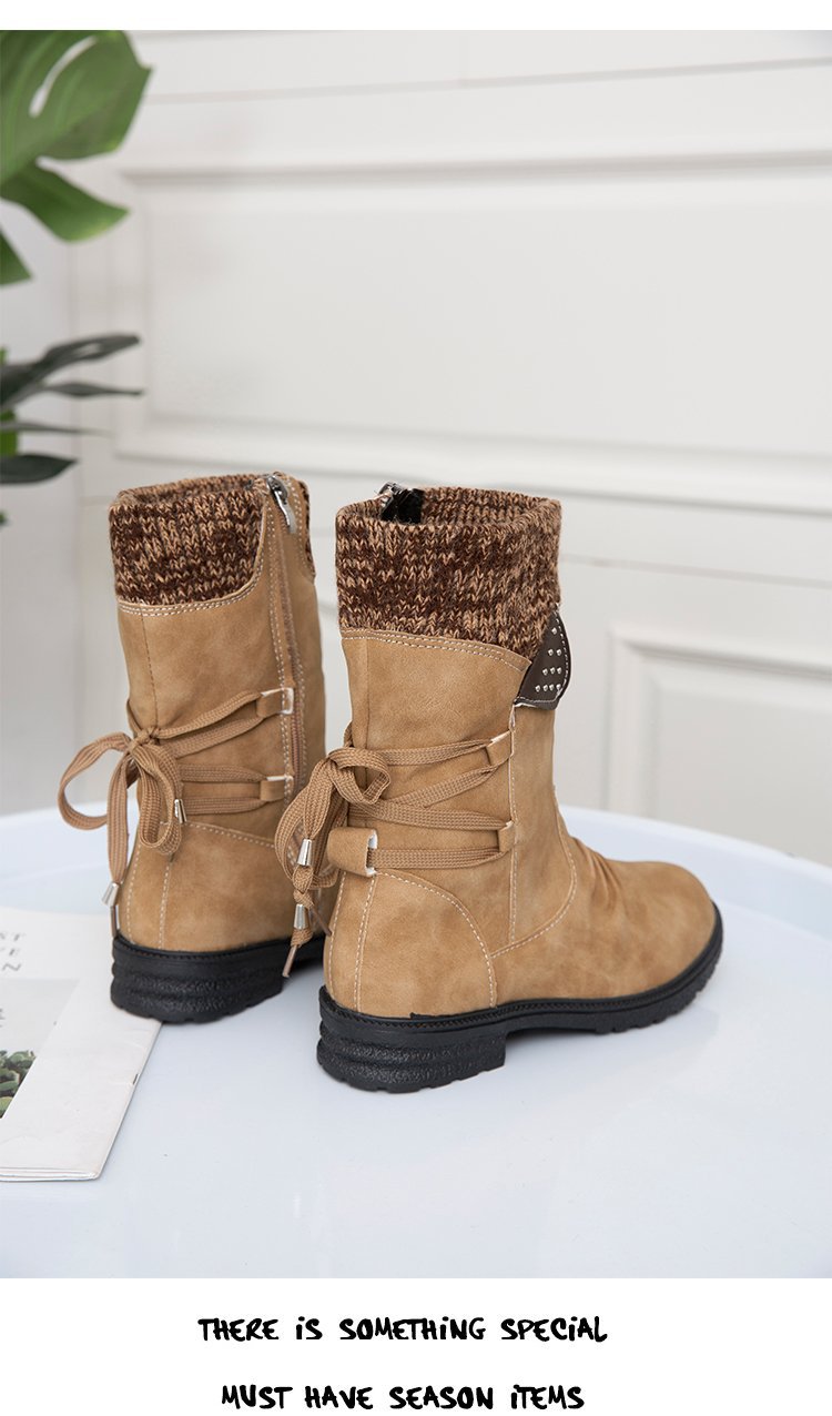 Large Size Short Boots Women Fashion Explosion Outer Boots Women Solid Color Low Heel Short Boots_voghion.com