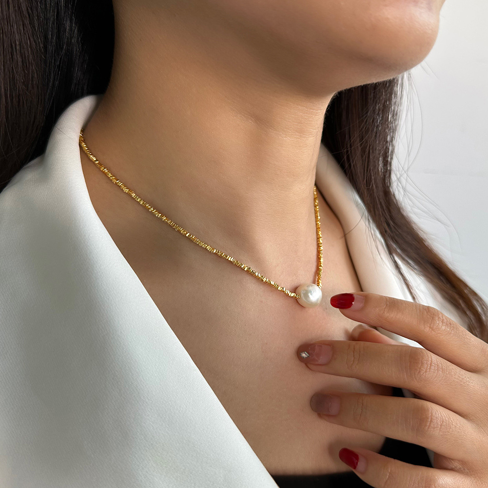 Stone-Free Inlay Material Pendant Necklace Classification 925 sterling silver Chain Material Beaded Chain Chain Type 1 Piece Quantity Freshwater Pearl Sterling Silver Beaded Chain Ball Pendant Necklace
