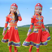 少儿女童蒙古族演出表演服民族女童节日舞蹈服幼儿筷子舞服装