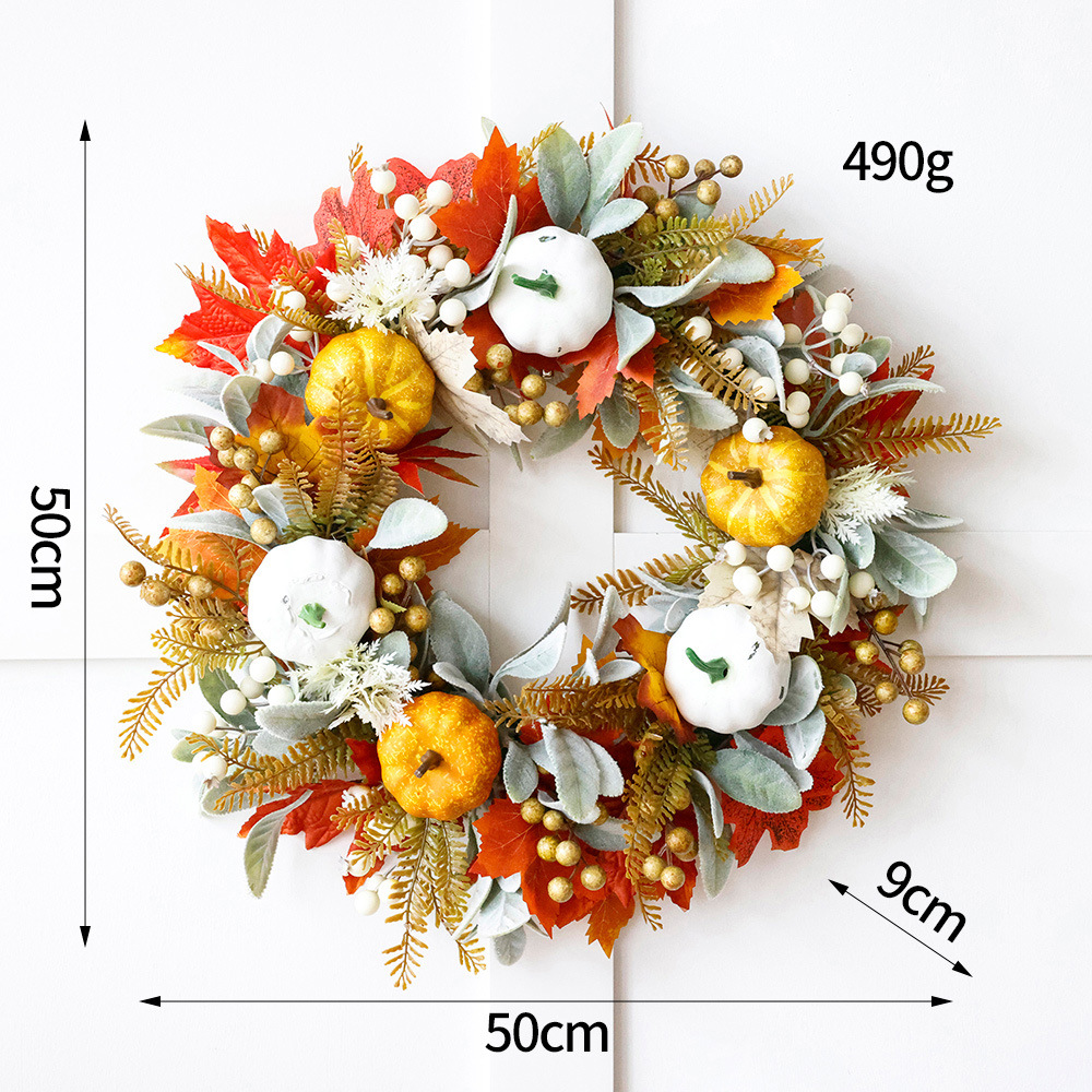Temporada de cosecha calabaza guirlanda decoración de Halloween guirlanda de cosecha de otoño Día de Acción de Gracias colgante guirlanda de hoja de arce transfronteriza