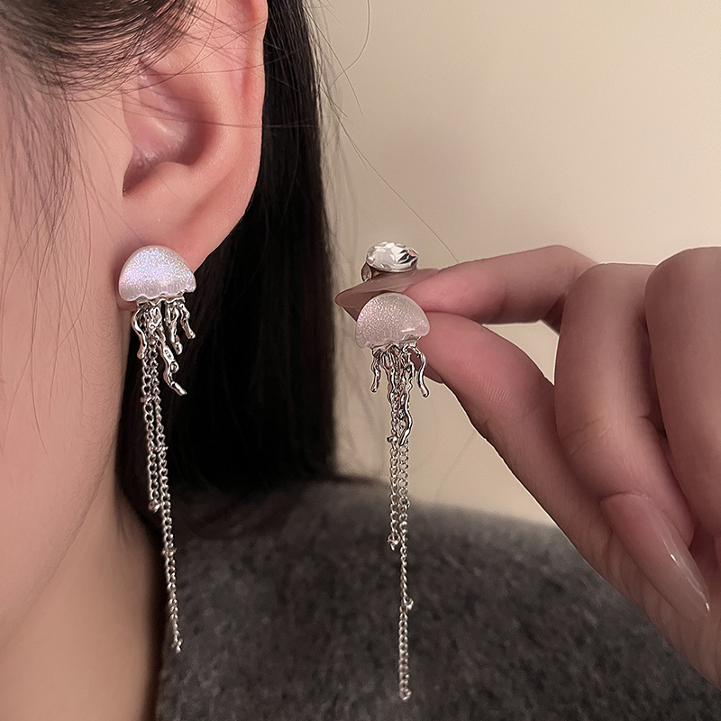South Korea's Dongdaemun Deep Sea Jellyfish Frosted Earrings Fashionable Creative Design Earrings Sweet and Cool Niche Personalized Earrings South Korea's Dongdaemun Deep Sea Jellyfish Frosted Earrings Fashionable Creative Design Earrings Sweet and Cool Niche Personalized Earrings
