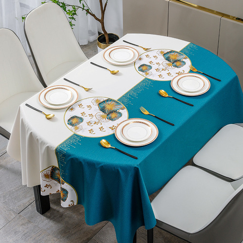 Light luxury and high-end oval pvc tablecloth wholesale household waterproof and oil-proof tablecloth coffee table cloth drop shipping