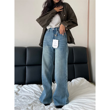 经典蓝！一条过冬！复合加绒加厚柔软弹力显瘦阔腿微喇叭牛仔裤女