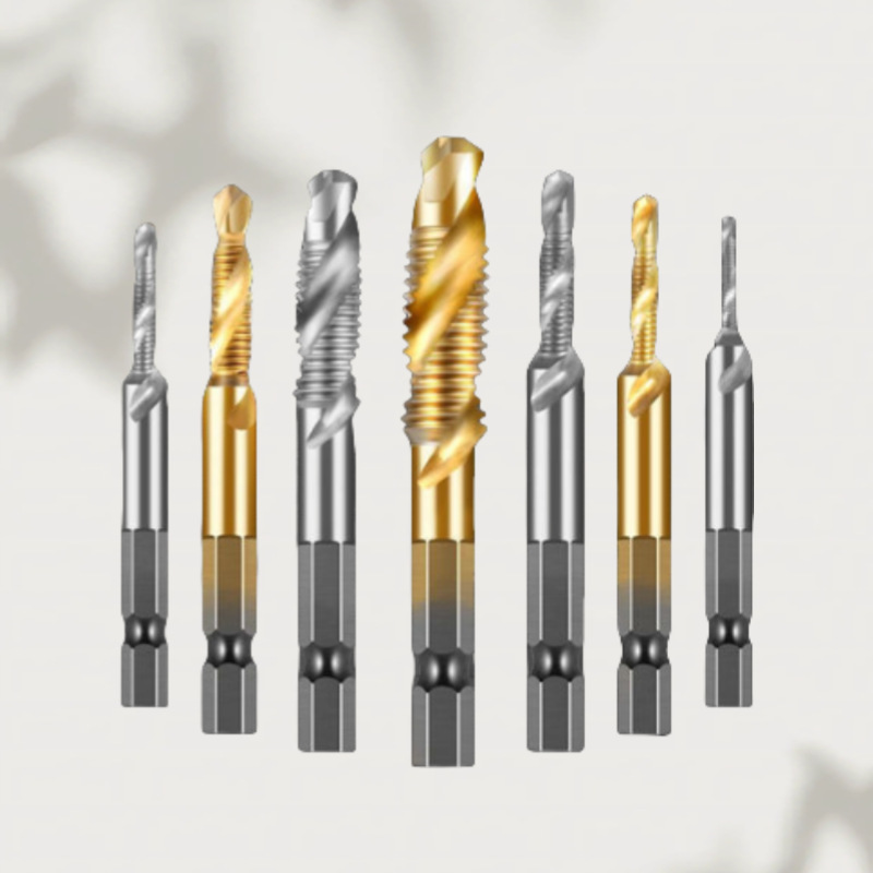 Cross-border 6PC de alta velocidad de acero compuesto de perforación y roscado integrado grifo de titanio chapado máquina agujero tapping chaflán grifo