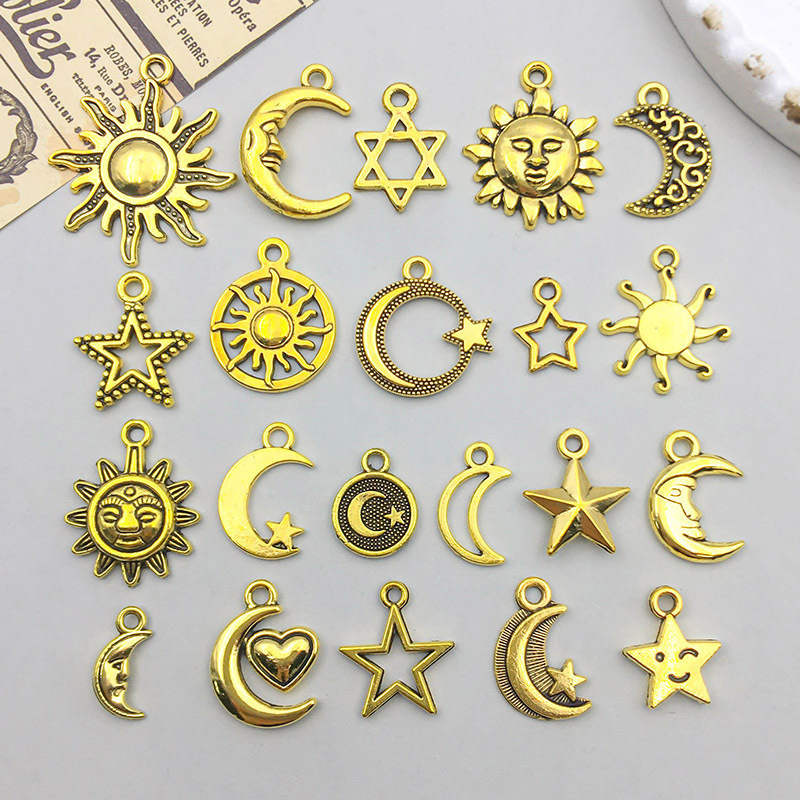 1 new ancient gold alloy simulation sun moon star pendant pendant diy accessories 1 new ancient gold alloy simulation sun moon star pendant pendant diy accessories