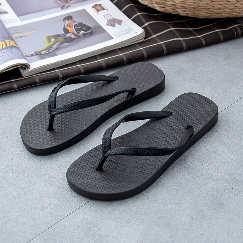 Шлепанцы женские летние уличные черные шлепанцы, простые универсальные Нескользящие пляжные туфли, сандалии оптом