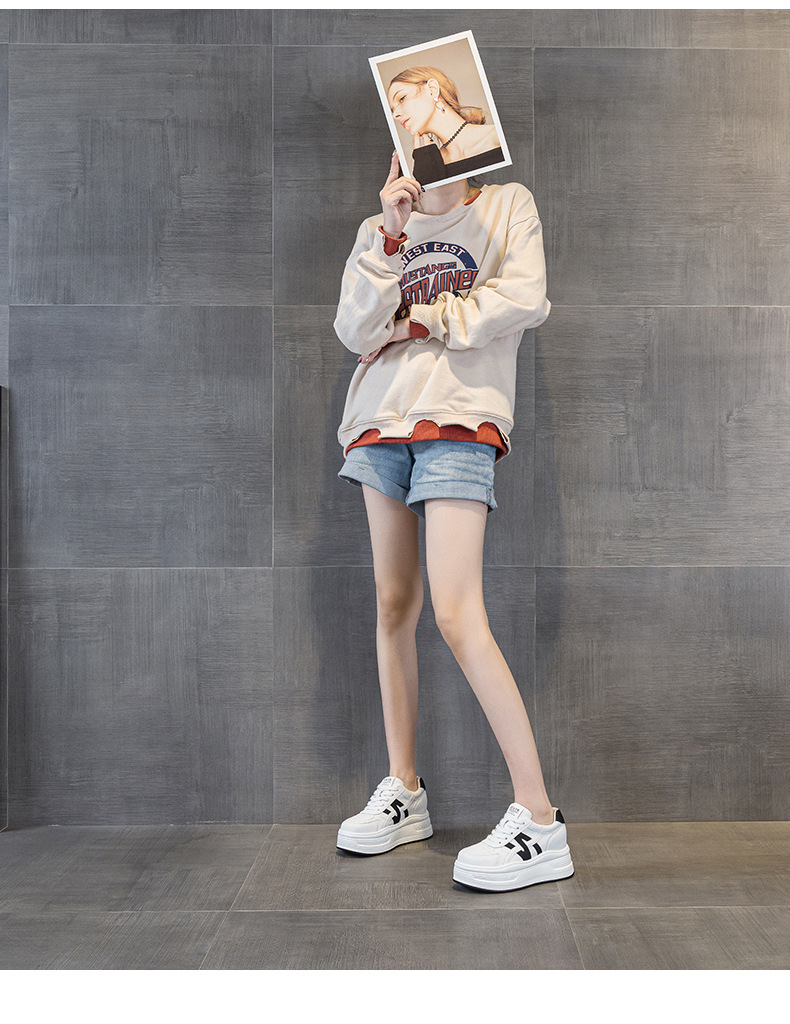 Giày sneaker nữ đế dày tăng chiều cao phong cách thể thao — M2963 màu đen, M2963 màu trắng, M2963 màu đỏ chi tiết 10