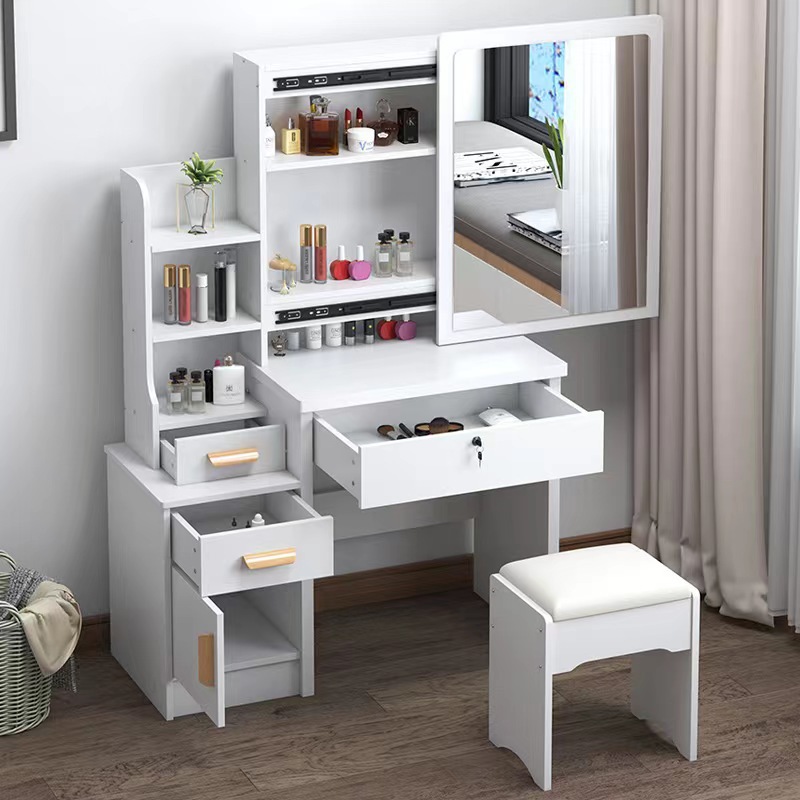 Mesa de maquillaje transfronteriza armario en un espejo push-pull venta caliente dormitorio simple moderno con armario de almacenamiento red comedor