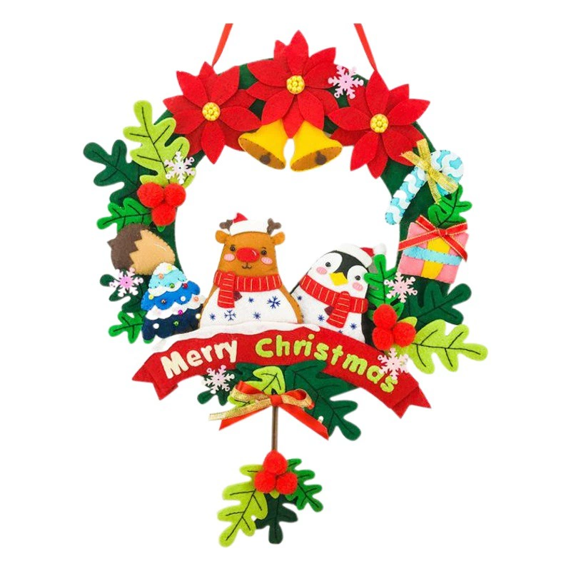 Рождественская Декоративная гирлянда дверное кольцо висит нетканый ручной работы DIY самодельный материал сумка макет сцены кулон