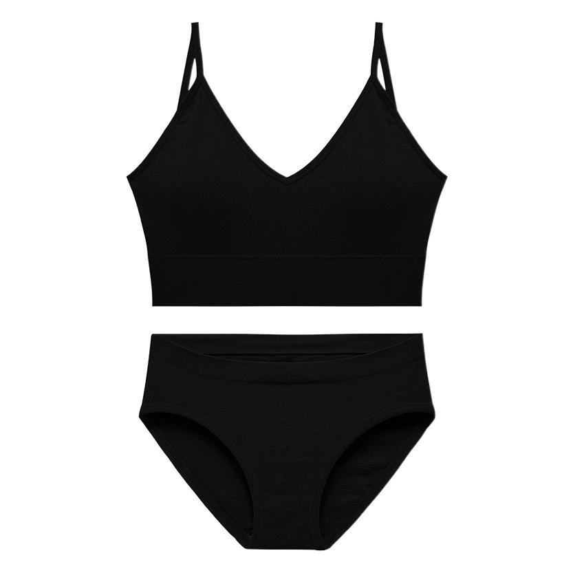 Костюм с бюстгальтером женский сексуальный базовый жилет больших размеров без стального кольца сборная треугольная чашка нижнее белье трусики Комплект из двух предметов