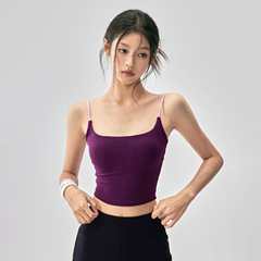 细带U型美背瑜伽背心女 防震外穿吊带方领运动内衣健身文胸透气