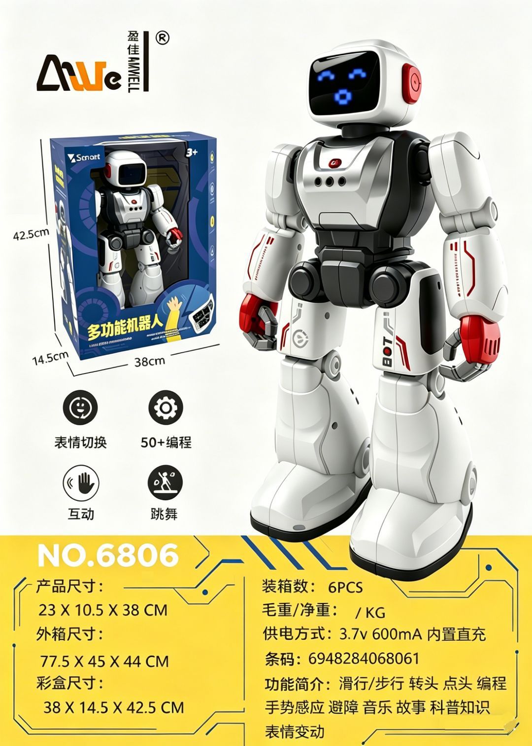 6806-Robot giratorio con control remoto por infrarrojos