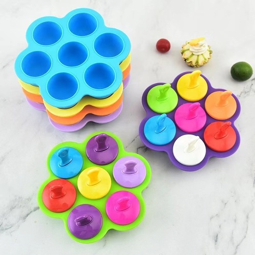 Silicone ice tray, silicone popsicle mold, DIY children's homemade ice cream mold, ice cream mold, baby food box