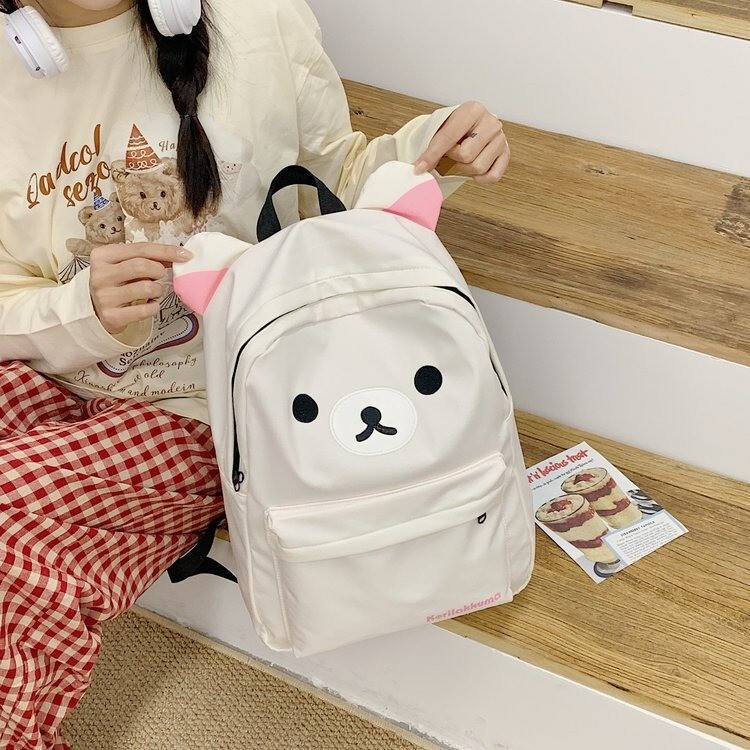 新しい日本のかわいいクマブラウン大容量漫画バックパックレジャー旅行学生ソフトガールバックパックスクールバッグ|undefined