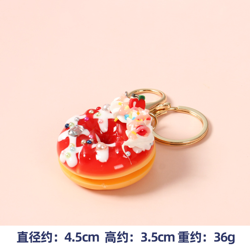 Simulación postre donut llavero colgante simulación pastel de frutas Decoración Accesorios cura pastel de crema