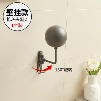 for Various Helmet Types, Motosiklet dəbilqə rəfləri - wall-mounted-gun-gray-stainless-steel-ball-head