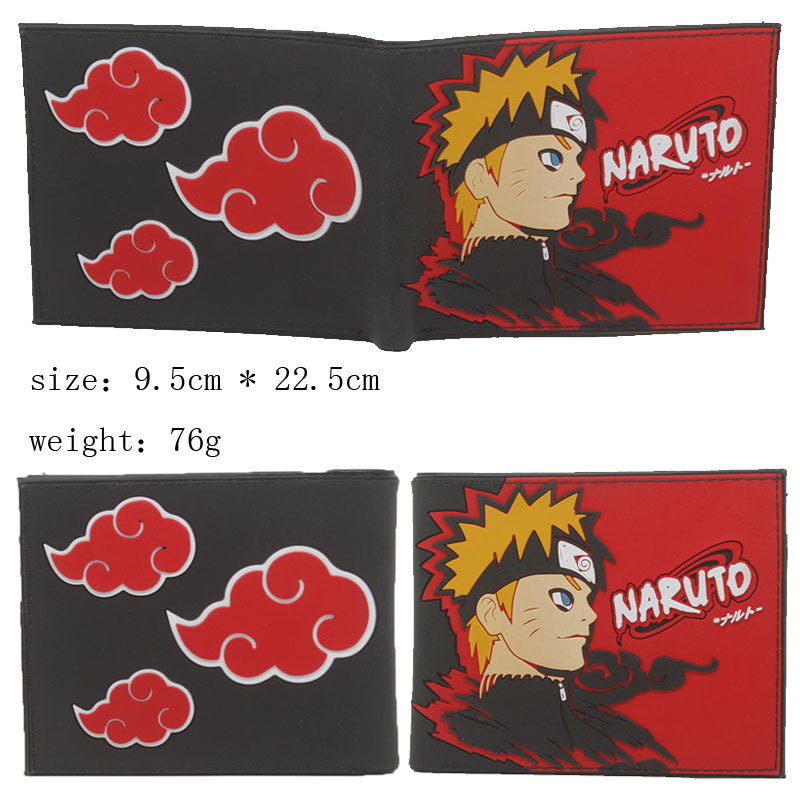 Naruto periferia billetera, Naruto Sasuke, cuatro generaciones de billetera roja, billetera corta, monedero de cambio de piel PU.