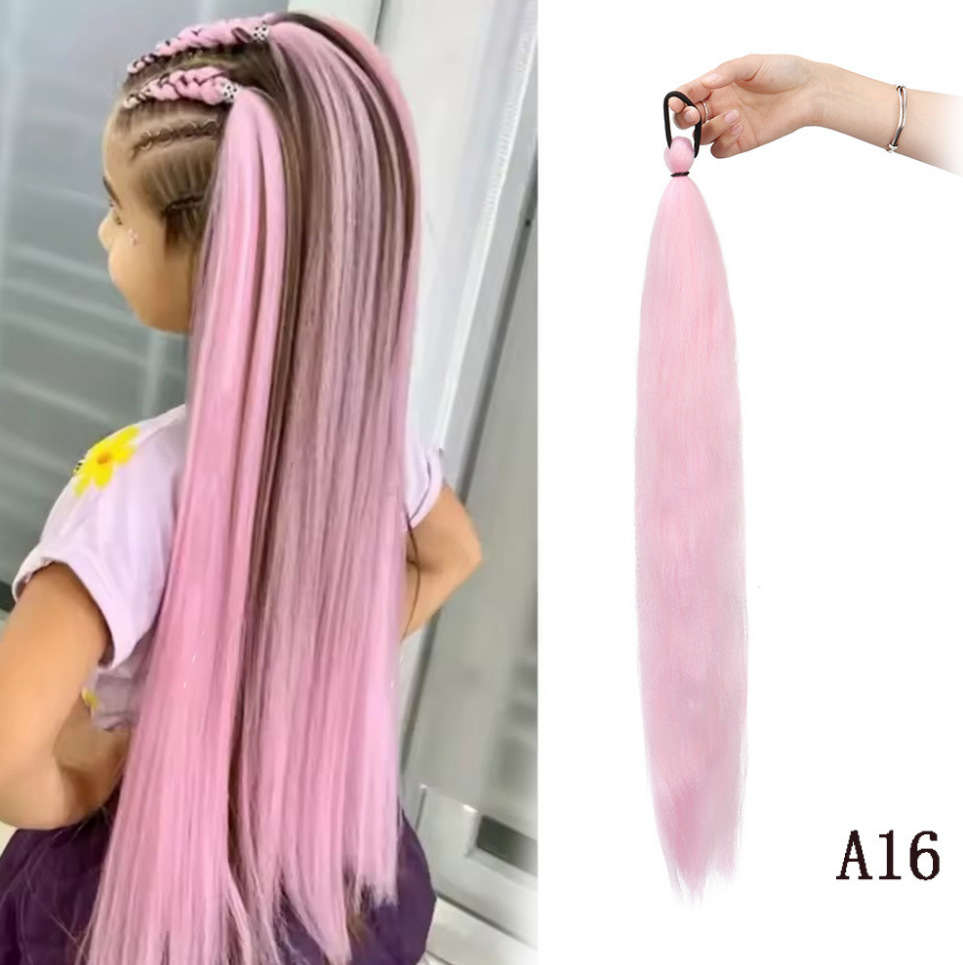 Fábrica de niñas elásticas pelucas de cola de caballo trenzas de boxeo trenzas de cuerda elástica de color trenzas de caballo para niños pelucas de cola de caballo