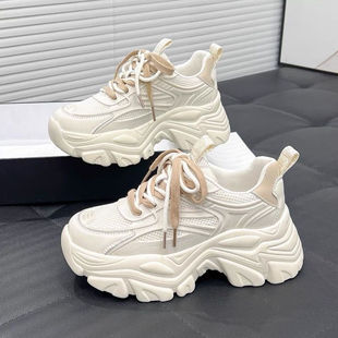 Niche Retro High-Looking White Shoes for Women Spring & Fall High Street Versatile Student Ins Trendy Breathable Casual Sports Shoes for Women