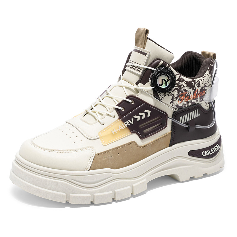 Zapatos masculinos de Alta Parte en otoño, 100 zapatos de cuero casual, ropa de trabajo, zapatos de tablero, montañismo juvenil, suela gruesa, botas Martin masculinas