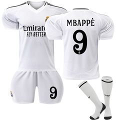 2425皇馬ホームサッカー服セット正確版9号ムバッペユニフォーム靴下付き5ベリンガム工場