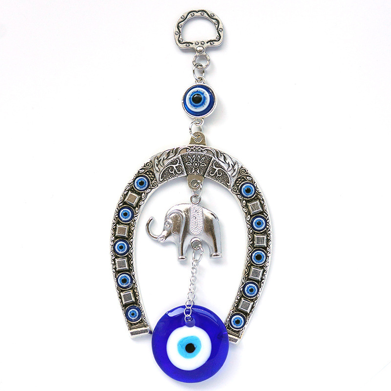 Jinhua qimei medio herradura colgante Ojo del diablo turco griego ojos azules joyería metal adornos de pared